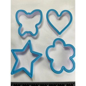 4 pc Cooking Decorate Push Through Cookie Cutter Butterfly Heart Star Flower